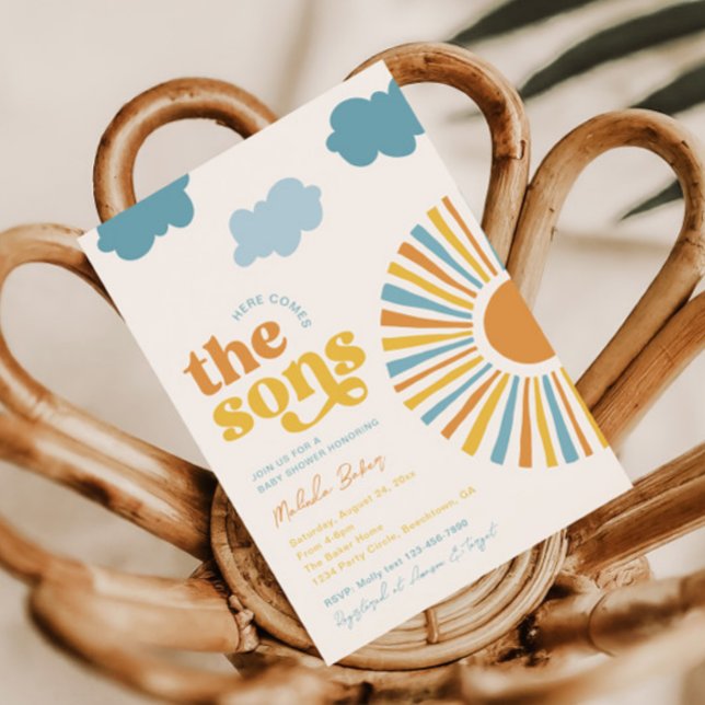 Here Comes The Sons Twin Boy Baby Shower Invite (Creator Uploaded)