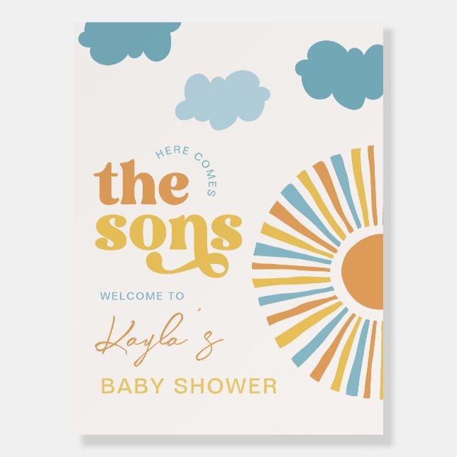 Here Comes the Sons Twin Boy Welcome Sign (Front)