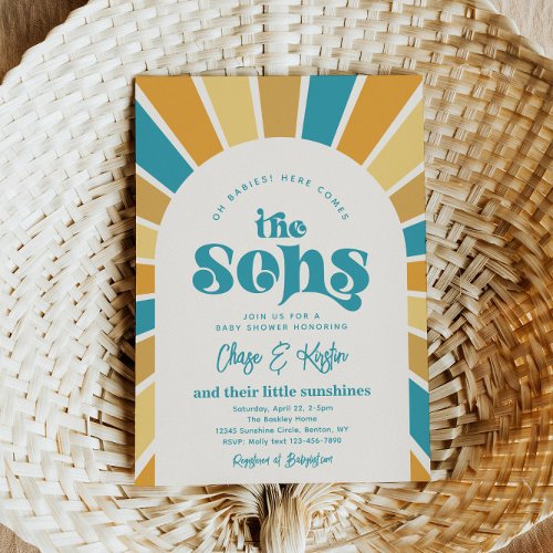 Here Comes The Sons Twins Baby Shower Invitation