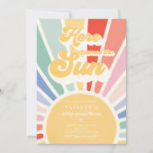  Here Comes The Sun 2nd Birthday Muted Rainbow Invitation (Front)