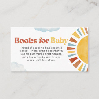 Here Comes the Sun Baby Shower Books for Baby Enclosure Card