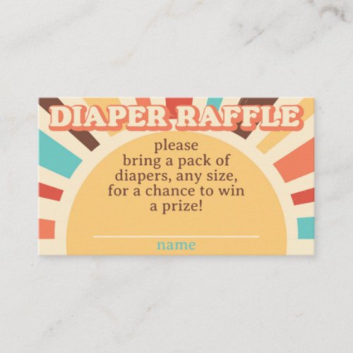 Here Comes The Sun Baby Shower Diaper Raffle Enclosure Card
