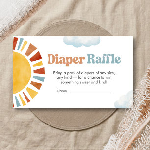 Here Comes the Sun Baby Shower Diaper Raffle Enclosure Card