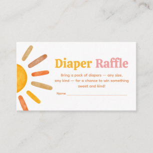 Here comes the Sun  Baby Shower Diaper Raffle Enclosure Card