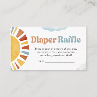 Here Comes the Sun Baby Shower Diaper Raffle Enclosure Card