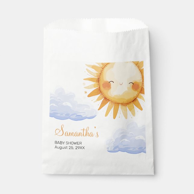 Here comes the Sun baby shower favor bag (Front)