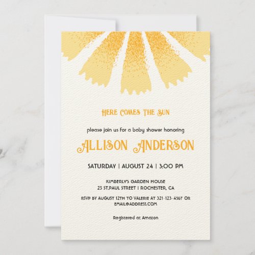 Here Comes the Sun Baby Shower Invitation