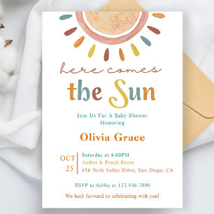 Here Comes The Sun Baby Shower Invitation