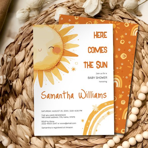 Here comes the Sun baby shower invitation