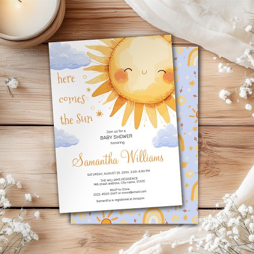Here comes the Sun baby shower invitation 