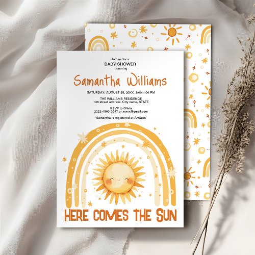 Here comes the Sun baby shower invitation 
