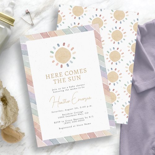 Here Comes The Sun Baby Shower Invitation