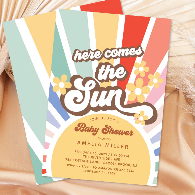 Here Comes the Sun Baby Shower Invitation | Zazzle