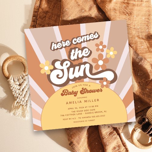 Here Comes the Sun Baby Shower Invitation