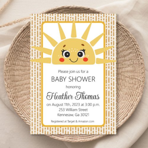 Here comes the sun Baby Shower Invitation