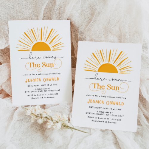Here comes the sun baby shower invitation