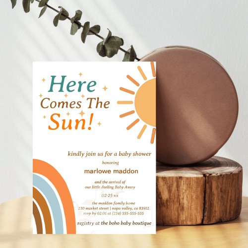 Here Comes The Sun Baby Shower Invitation