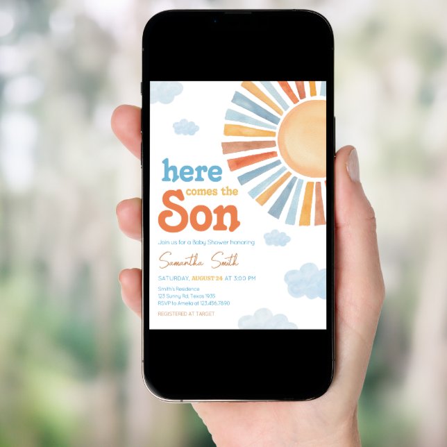 Here Comes The Sun Baby Shower  Invitation (Front Digital)