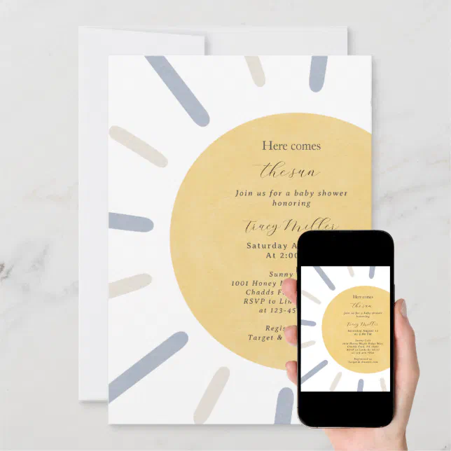Here Comes the Sun Baby Shower Invitation Zazzle