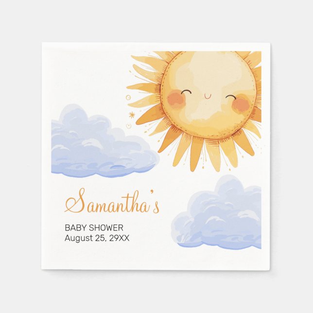 Here comes the Sun baby shower invitation  Napkins (Front)