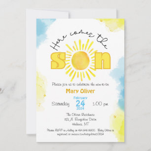 Here comes the sun baby shower invitation son boy