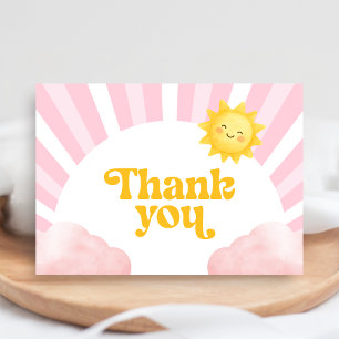 Here Comes the Sun Baby Shower Letterpress Thank You Card