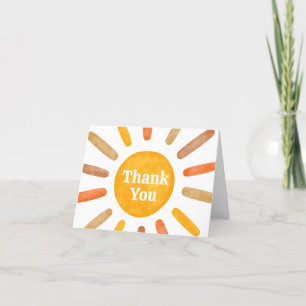 Here comes the Sun Baby Shower Letterpress Thank You Card