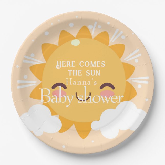 Here comes the sun   baby shower  paper plates (Front)