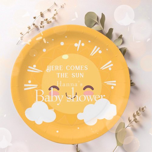Here comes the sun   baby shower  paper plates
