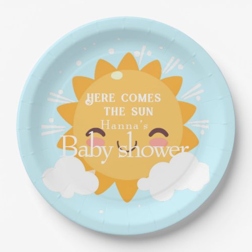 Here comes the sun   baby shower  paper plates
