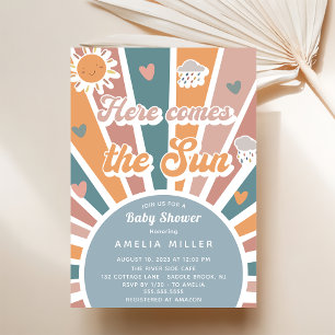  Here Comes The Sun Baby Shower Rainbow Invitation