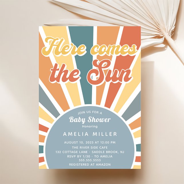  Here Comes The Sun Baby Shower Rainbow Invitation (Creator Uploaded)