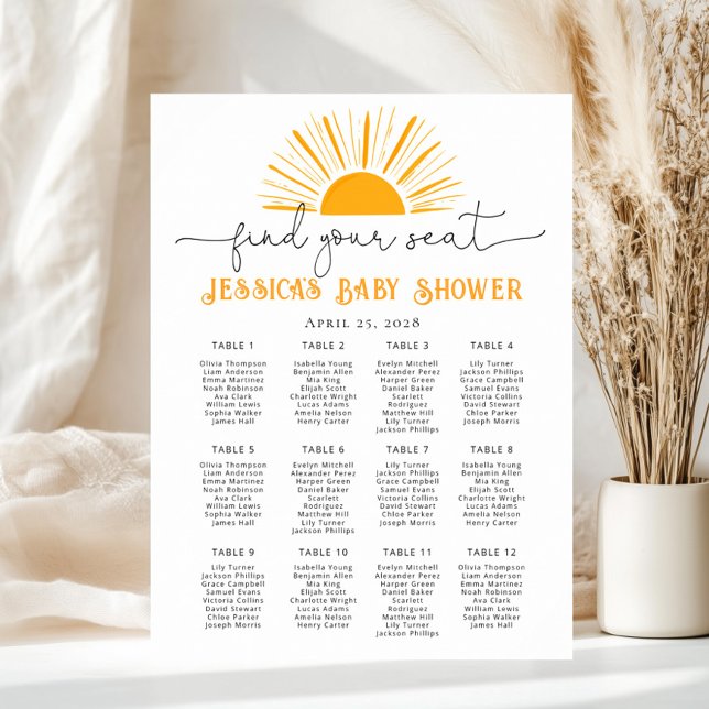 Here comes the sun baby shower Seating Chart (Creator Uploaded)