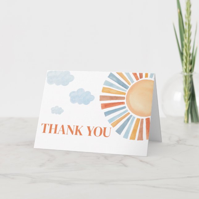 Here Comes The Sun Baby Shower Thank You Card (Front)
