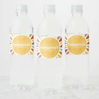 Here Comes the Sun Baby Shower Water Bottle Label