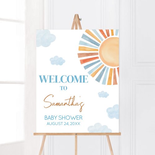 Here Comes The Sun Baby Shower Welcome Poster