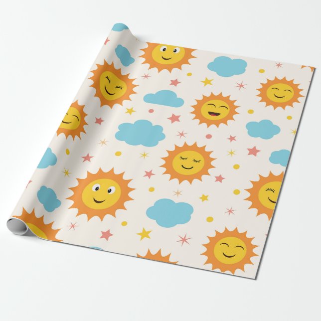 Here Comes The Sun Baby Shower  Wrapping Paper (Unrolled)
