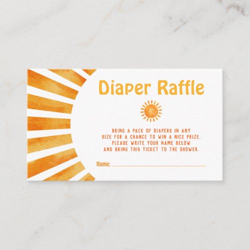 Here Comes The Sun Boho Baby Shower Diaper Raffle  Enclosure Card