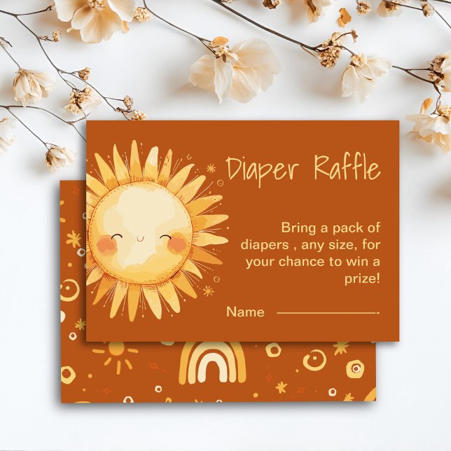 Here comes the Sun boho baby shower Enclosure Card (Sun baby shower invitation )