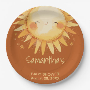 Here comes the Sun boho baby shower Enclosure Card Paper Plates