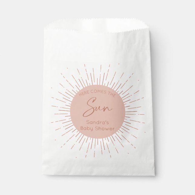 Here Comes The Sun Boho Baby Shower Favor Bag (Front)