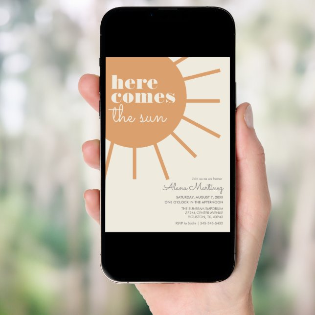 Here Comes the Sun | Boho Baby Shower Invitation (Front Digital)