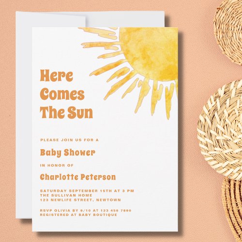 Here Comes The Sun Boho Baby Shower Invitation