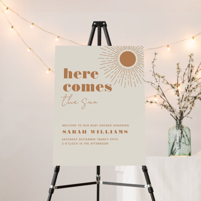 Here Comes the Sun Boho Baby Shower | Invitation Foam Board (In Situ (Stand))