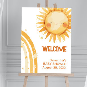 Here comes the Sun boho baby shower poster