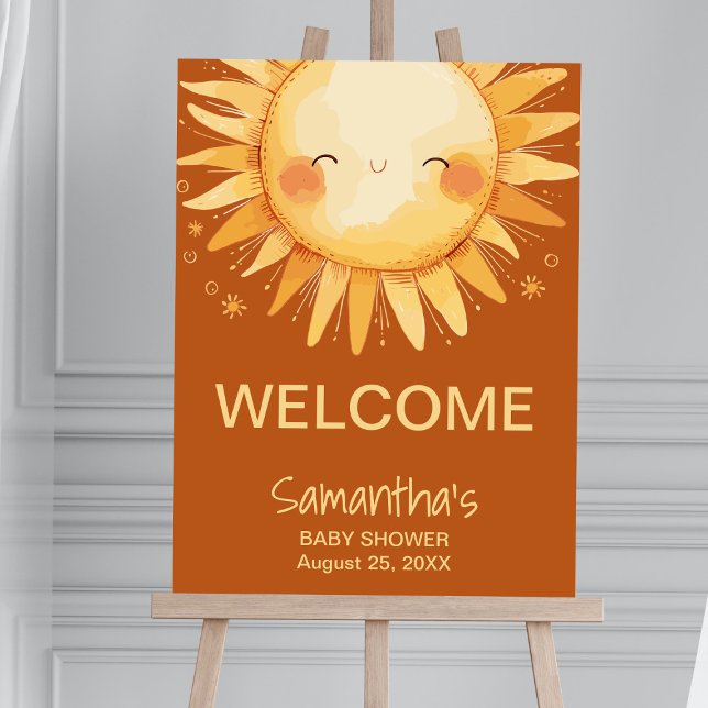 Here comes the Sun boho baby shower poster (Sun baby shower)