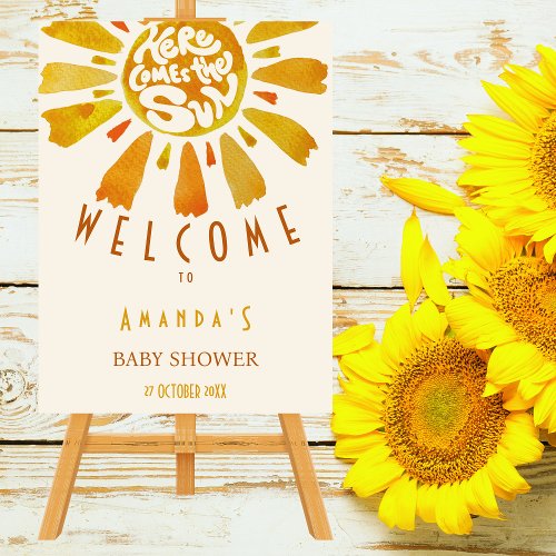 Here Comes The Sun Boho Baby Shower Welcome Sign