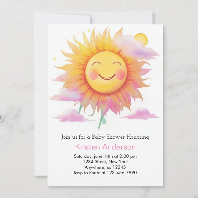 Here Comes the Sun Boho Girl Baby Shower Invitation (Front)