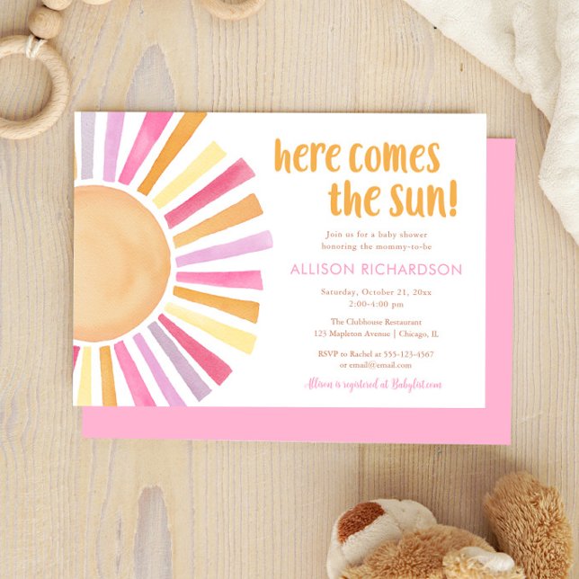 Here comes the sun boho girl baby shower invitation (Creator Uploaded)