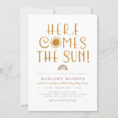Here Comes The Sun | Boho Rainbow Baby Shower Invitation (Front)